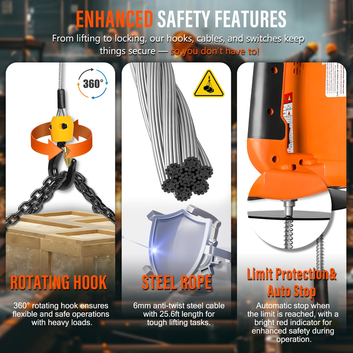 3-in-1 Electric Hoist Winch 1540 lbs 120V with Remote S5185