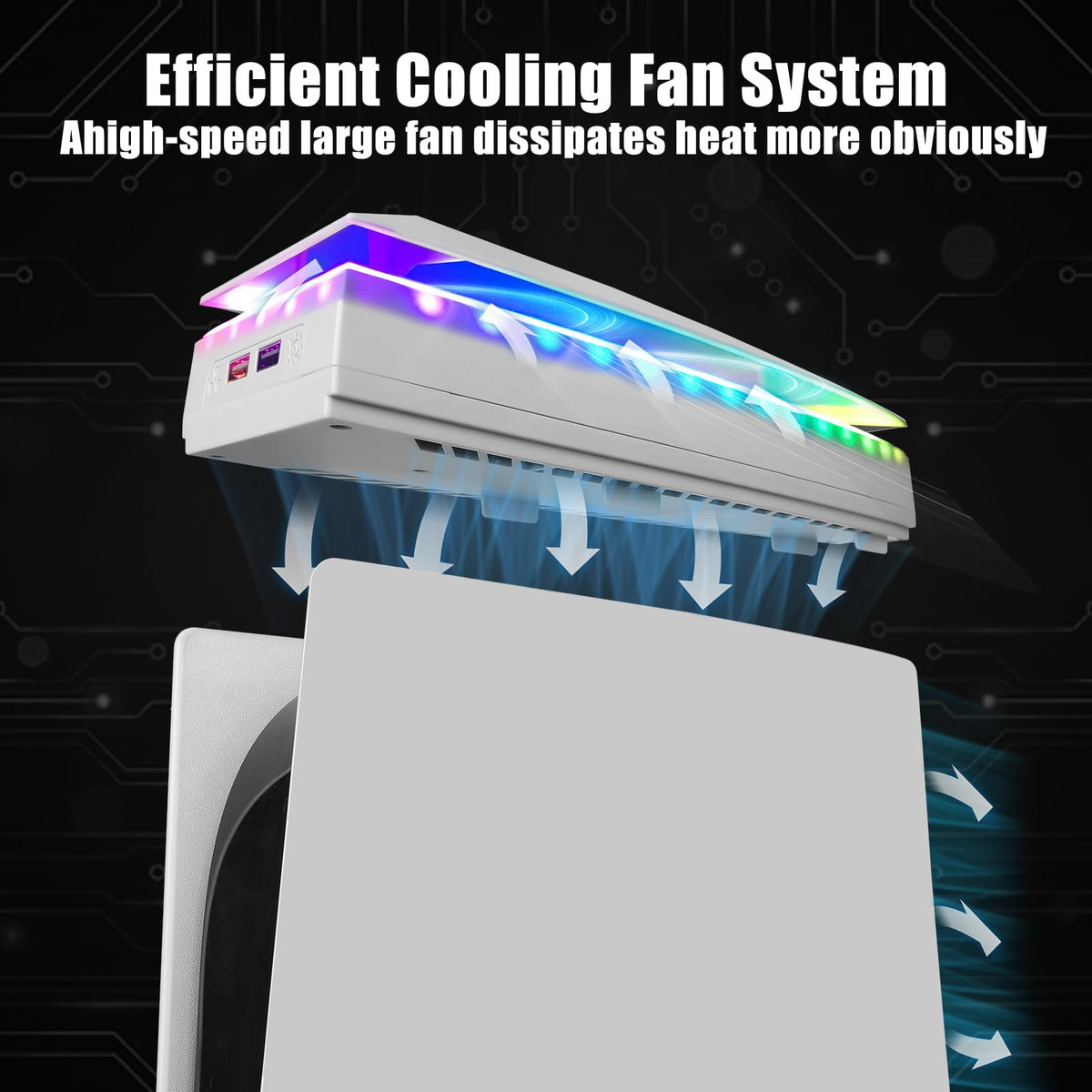 Console Cooling Fan with Dust Cover Colorful LED Light C6874