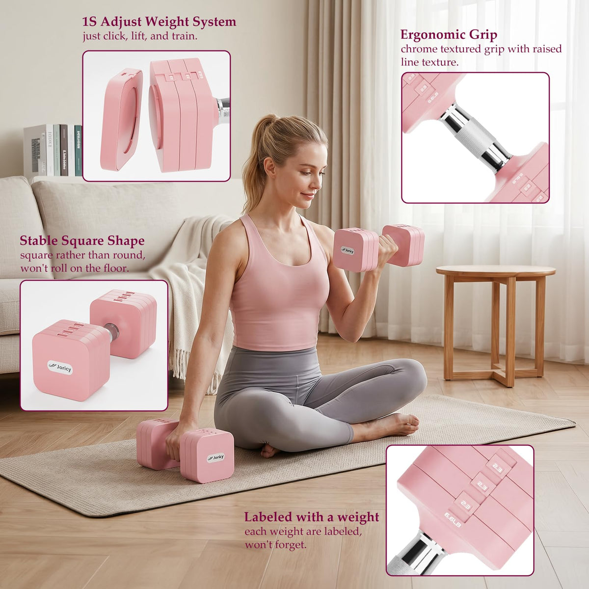 Adjustable Dumbbell Set 10LBS 20LBS 25LBS Set of 2 V505633