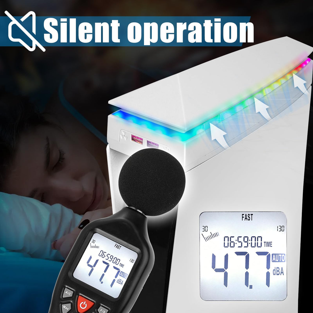 Console Cooling Fan with Dust Cover Colorful LED Light C6874