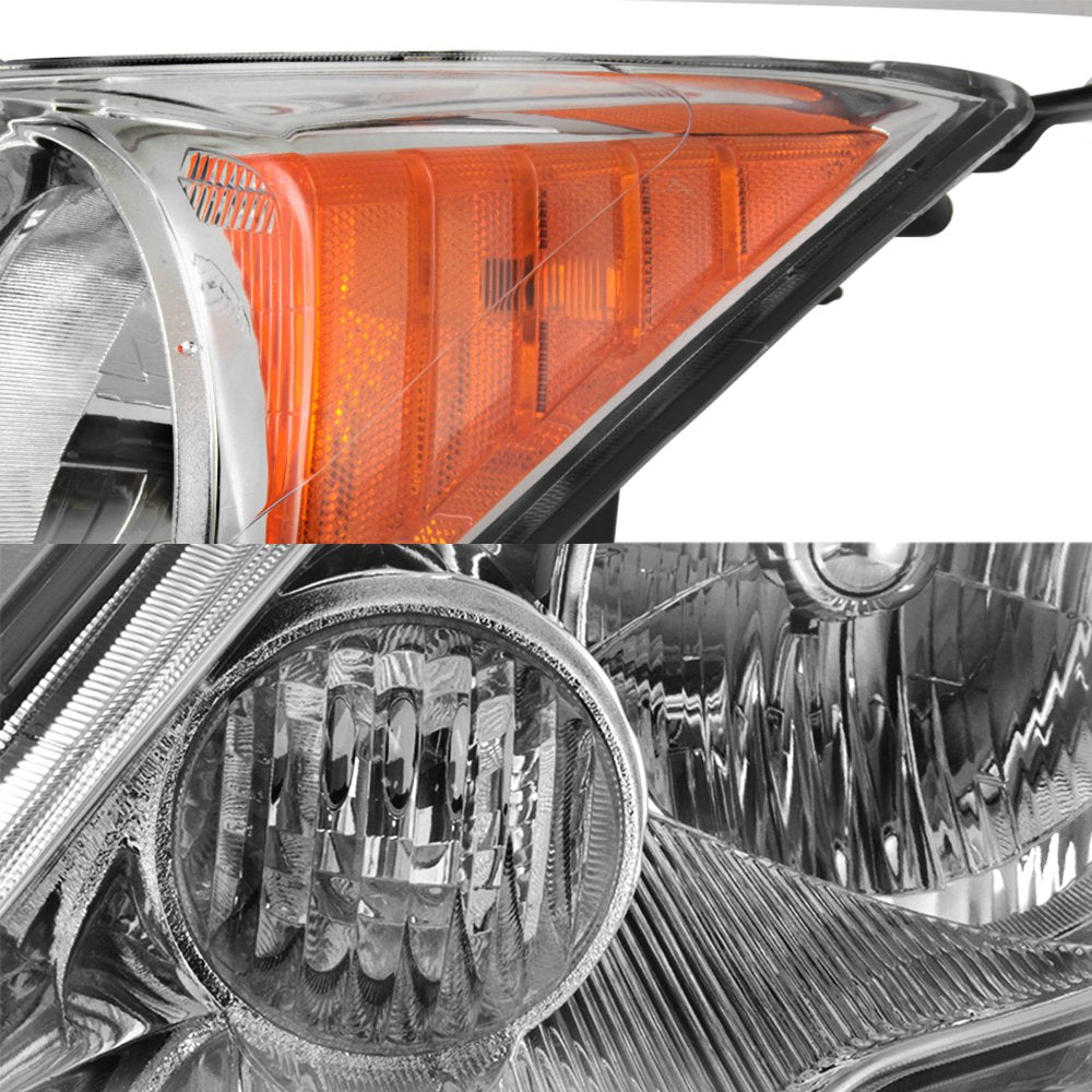 2007-11 Honda CR-V Headlight Assembly Chrome Housing Clear Lens Full Set M3405