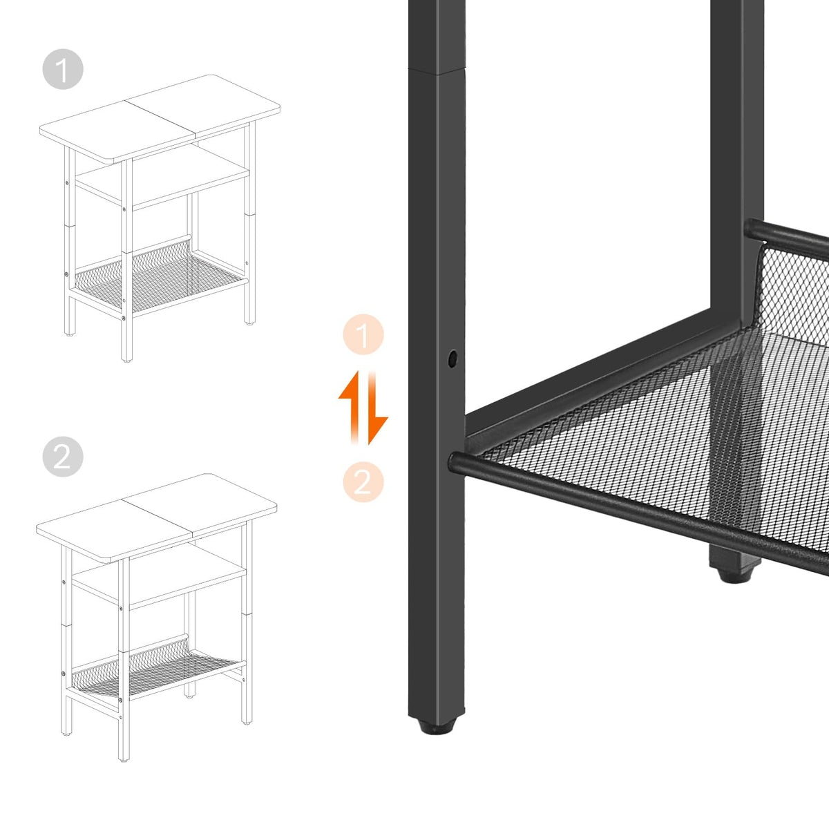 Narrow 3-Tier Side Table with Shelf K9715