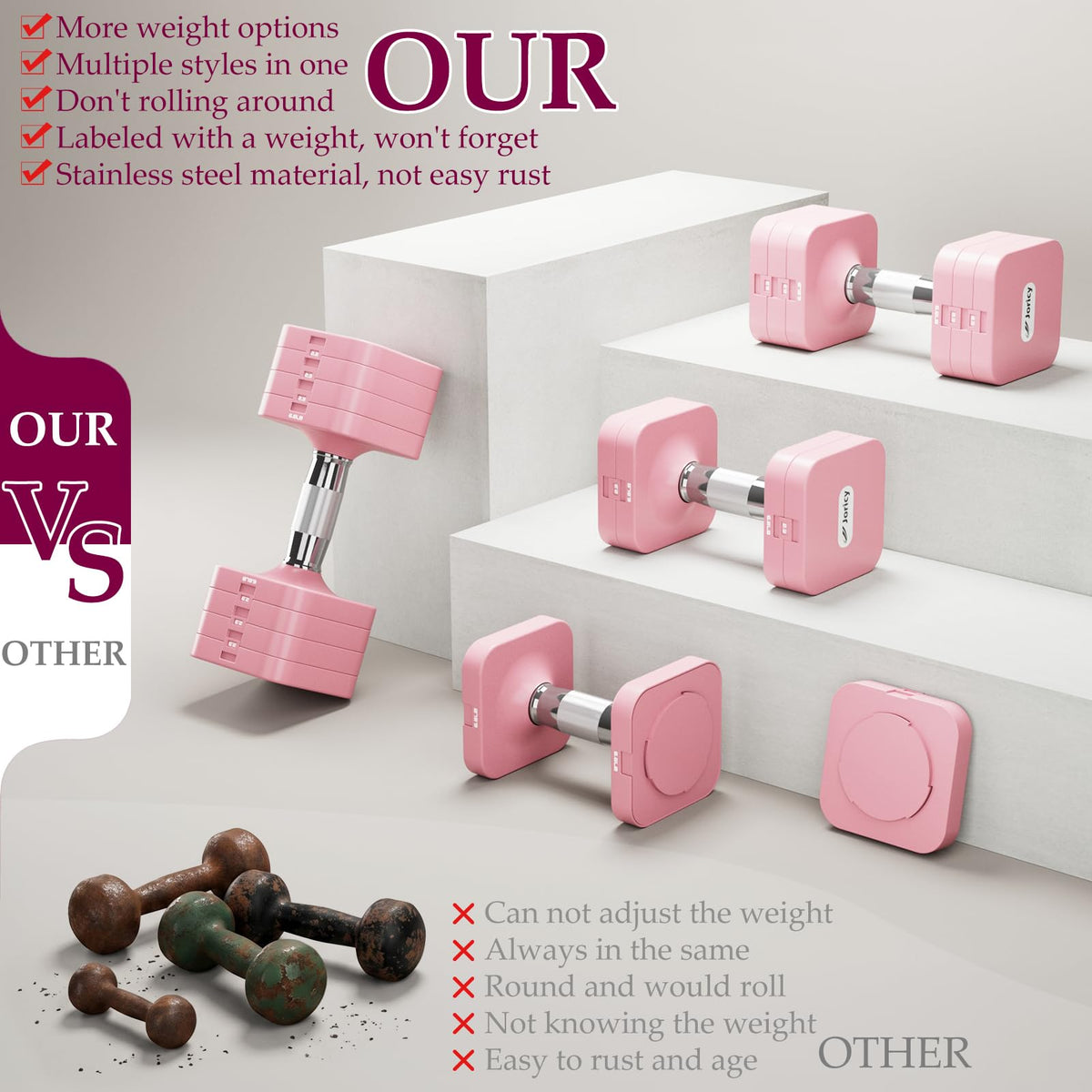 Adjustable Dumbbell Set 10LBS 20LBS 25LBS Set of 2 V505633