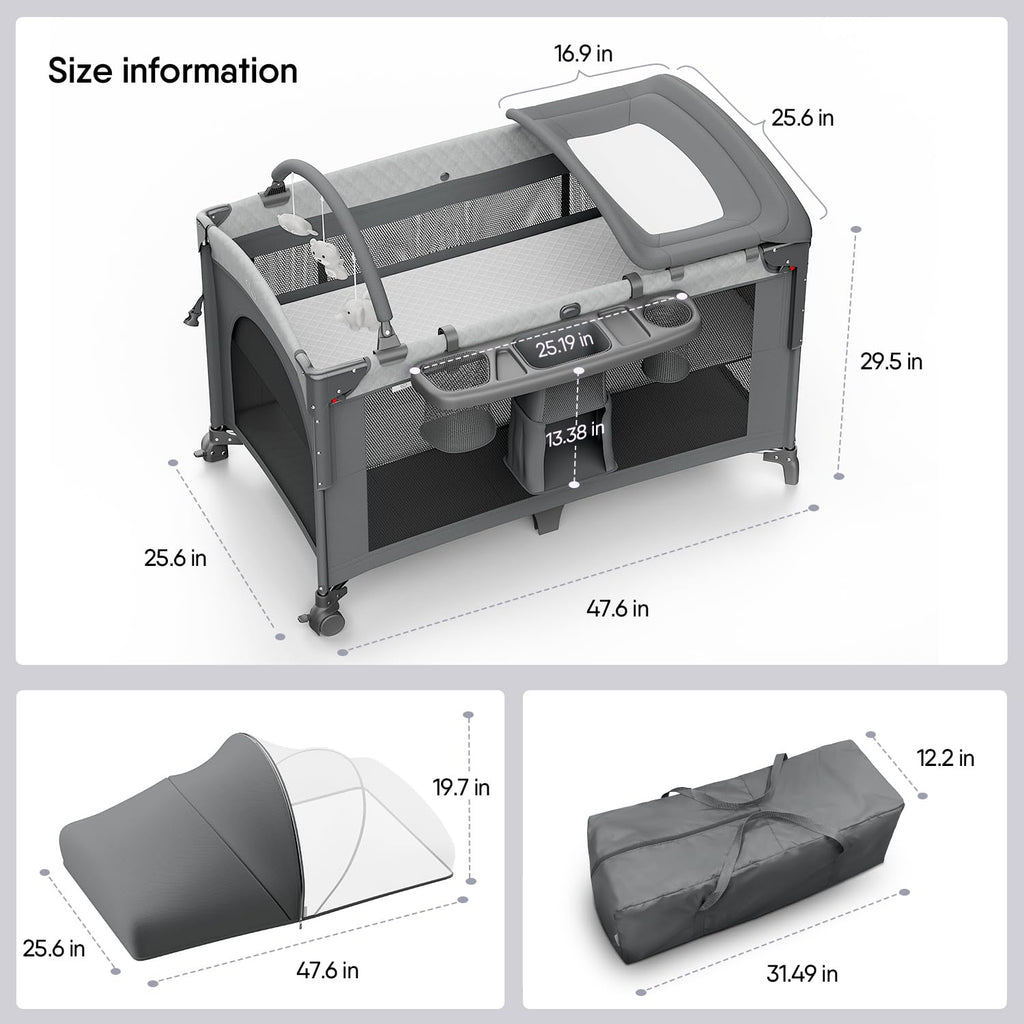 Baby Bassinet, Pack n Play, Bedside Crib Sleeper, Diaper Changer D332460