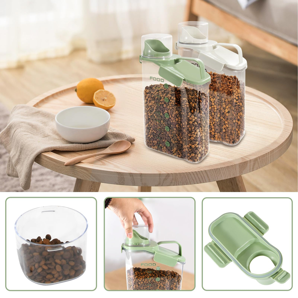 Airtight Pet Food Storage Container with Measuring Cups U273