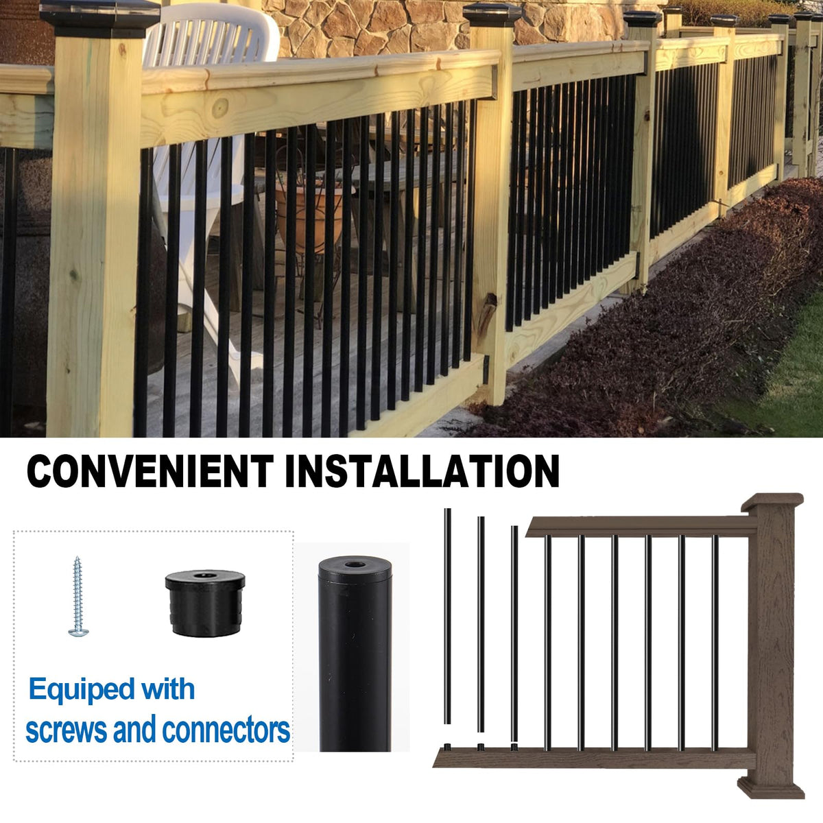 101 Pack 36" Round Black Aluminum Deck Balusters S27900