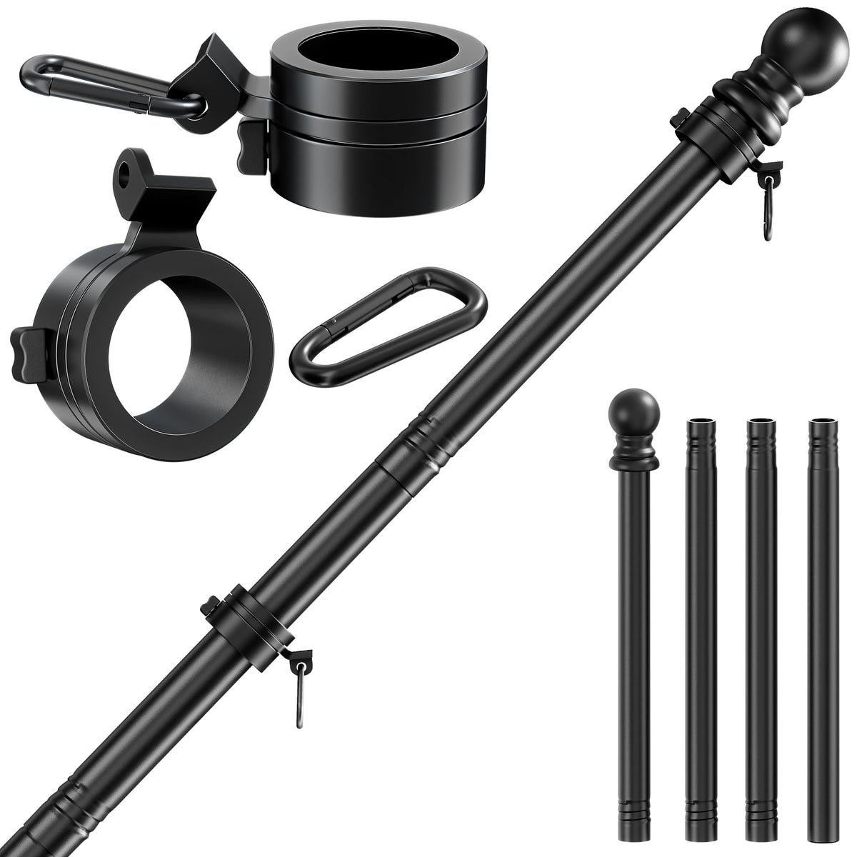 Black 5FT Aluminum Flag Pole J719