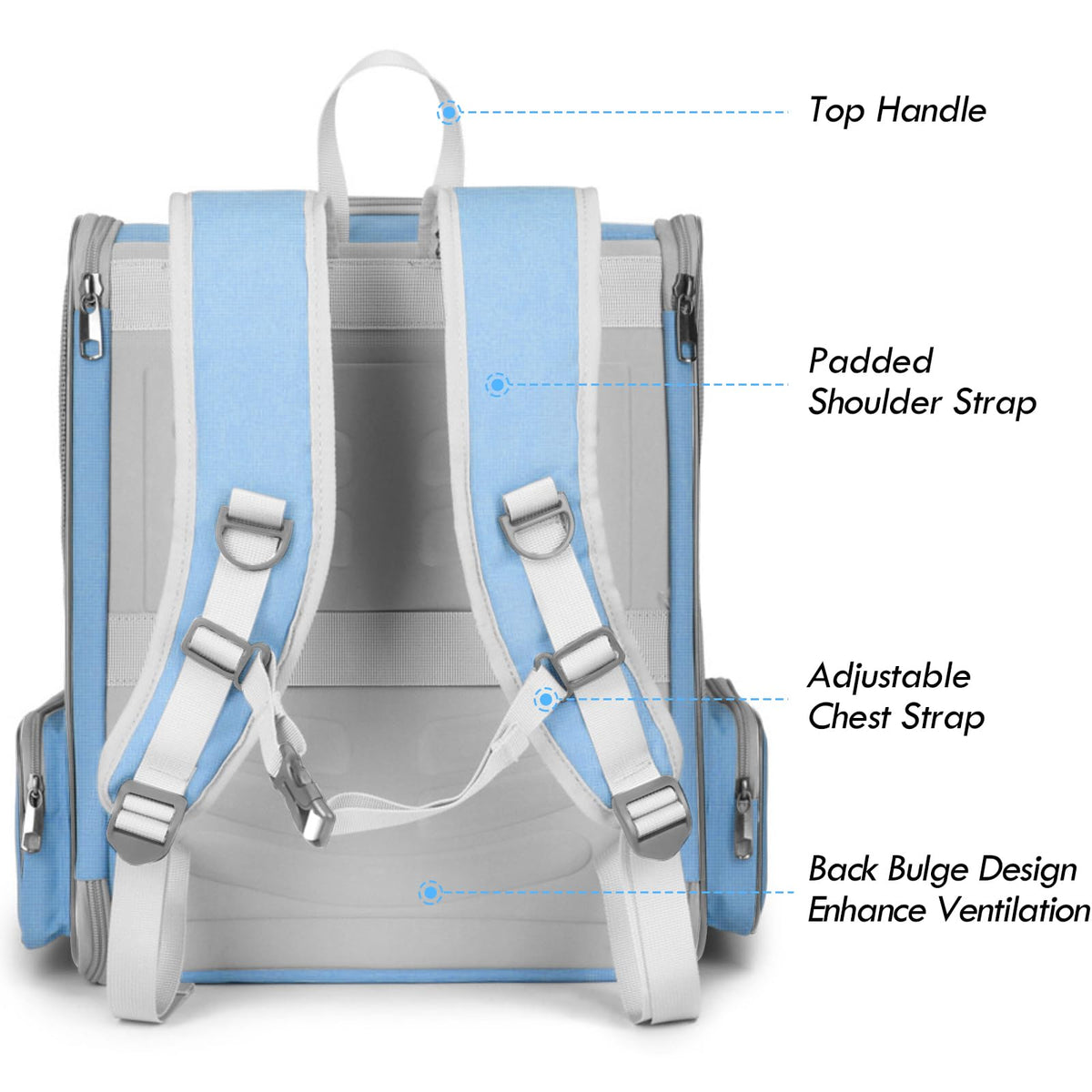 Blue Collapsible Cat Backpack Carrier with Mesh K5855