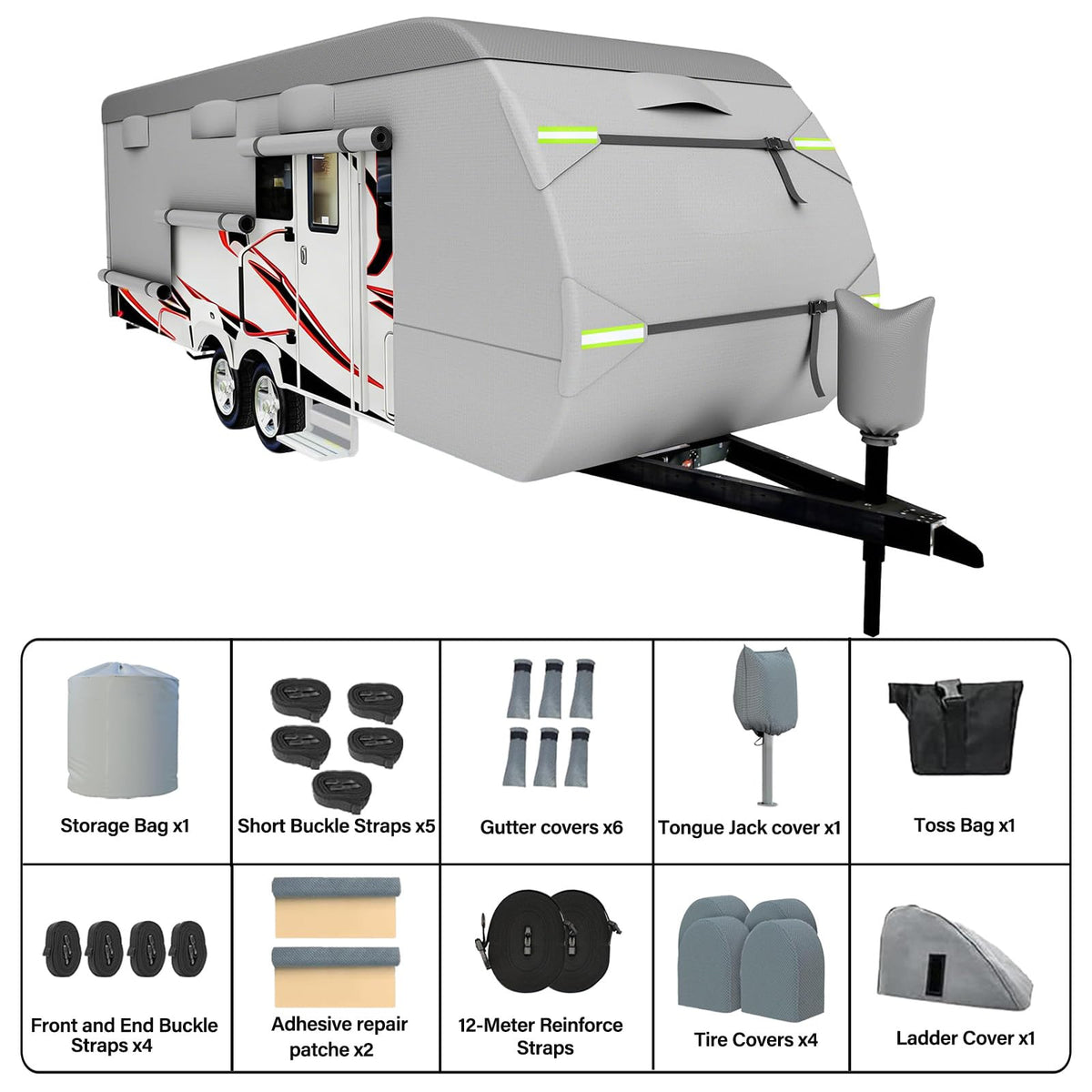 8 Layers Waterproof Travel Trailer RV Cover E40393