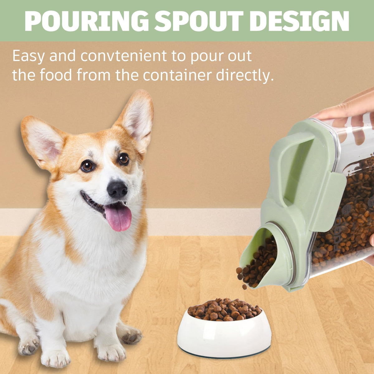 Airtight Pet Food Storage Container with Measuring Cups U273