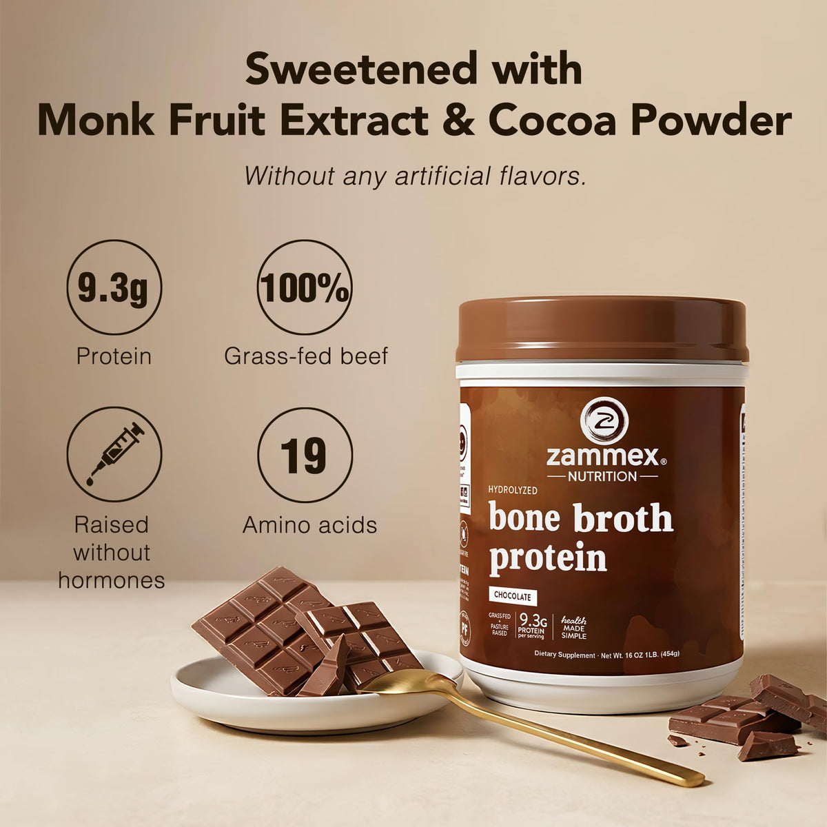 Bone Broth Protein Powder Hot Chocolate Cocoa J4578