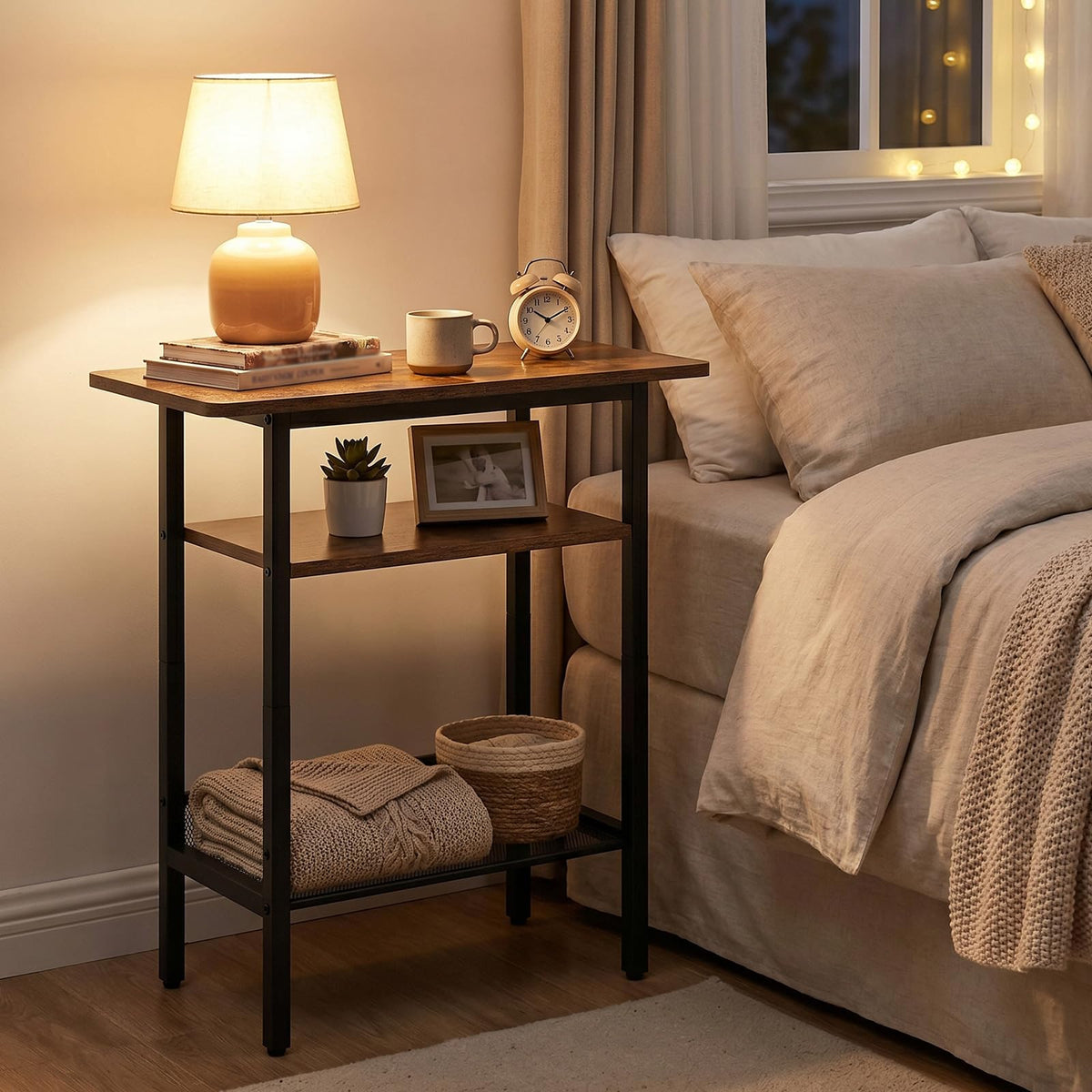 Narrow 3-Tier Side Table with Shelf K9715