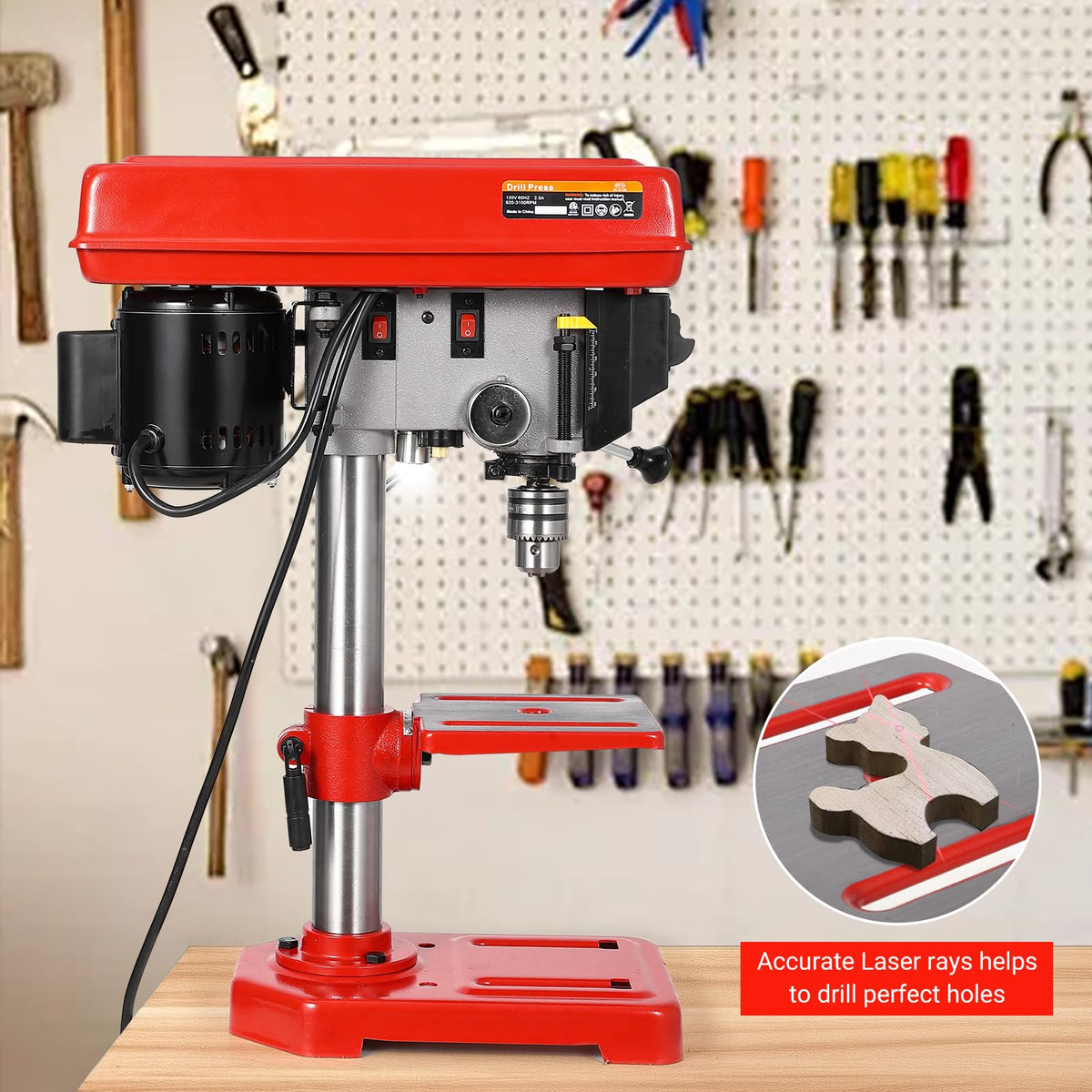 8" Benchtop Drill Press with 5 Adjustable Speeds C70544