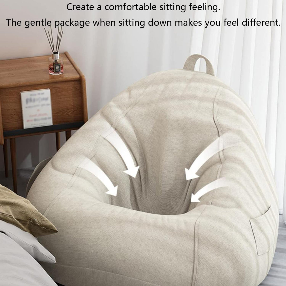 Washable Bean Bag Chair Cover Only 110 * 130cm Yellow H8644