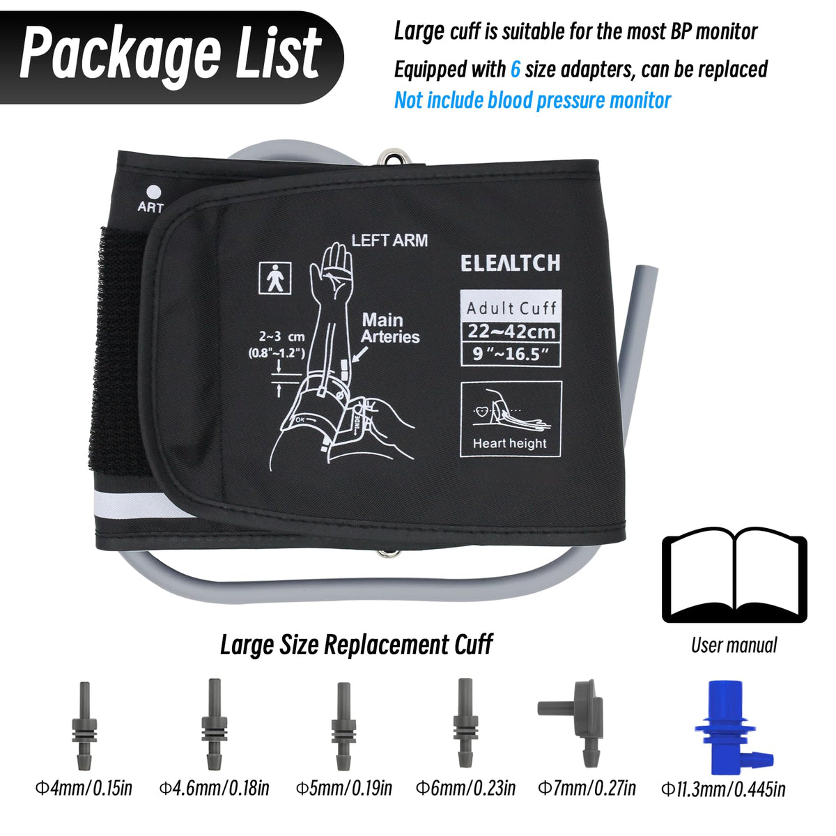 Large Blood Pressure Cuff 9"-16.5" W3814