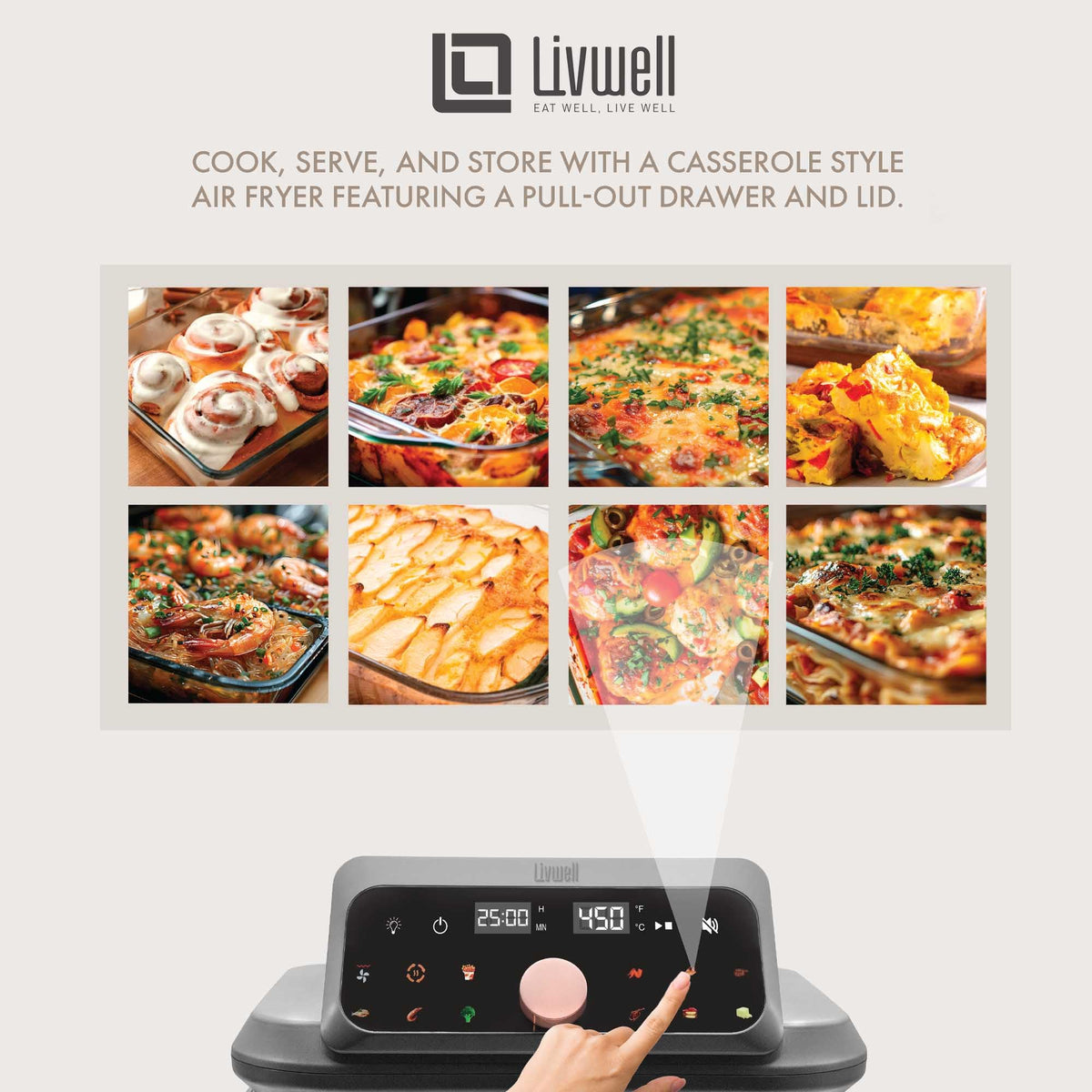 6-Quart Glass Air Fryer with Touch Screen & Drawer Q220115