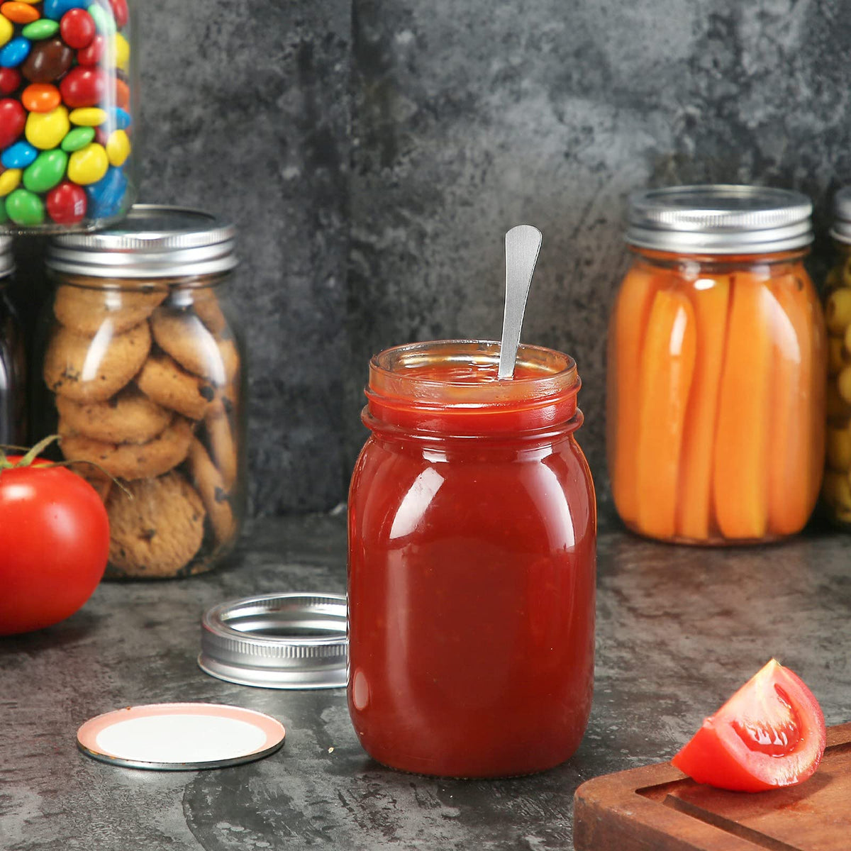 16 oz Clear Glass Mason Jars with Lids and Bands, 12 Pack R584