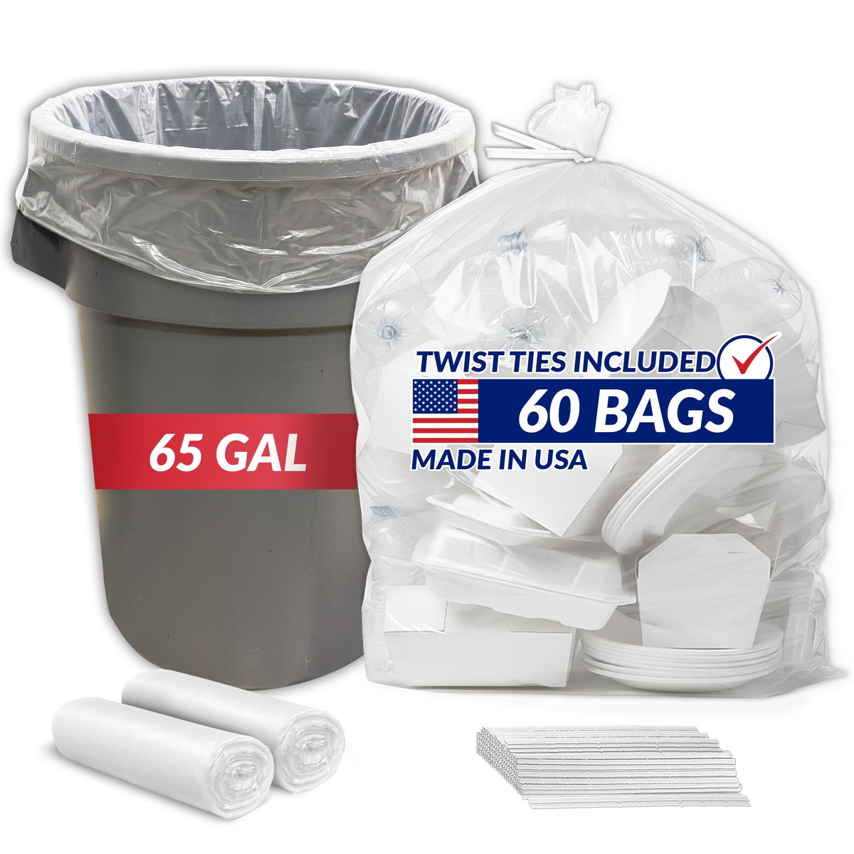65 Gallon Heavy Duty Trash Bags B78655