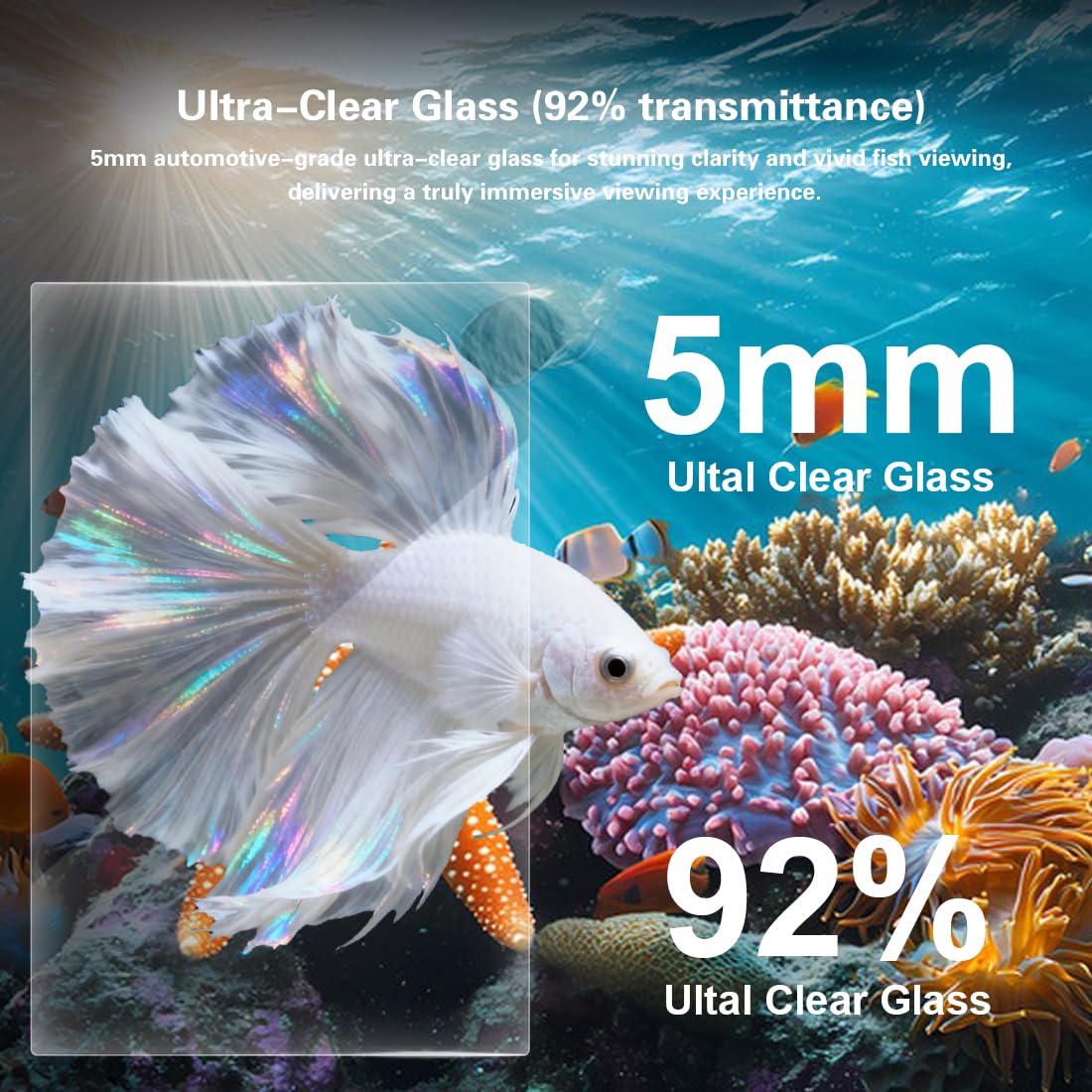 2.8 Gallon Glass Fish Tank with Light and Filter G394