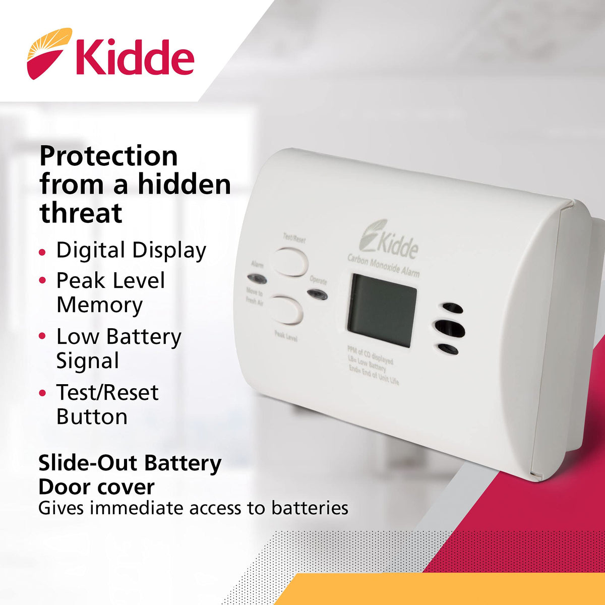 Carbon Monoxide Detector, AA Battery Powered CO Alarm R6204