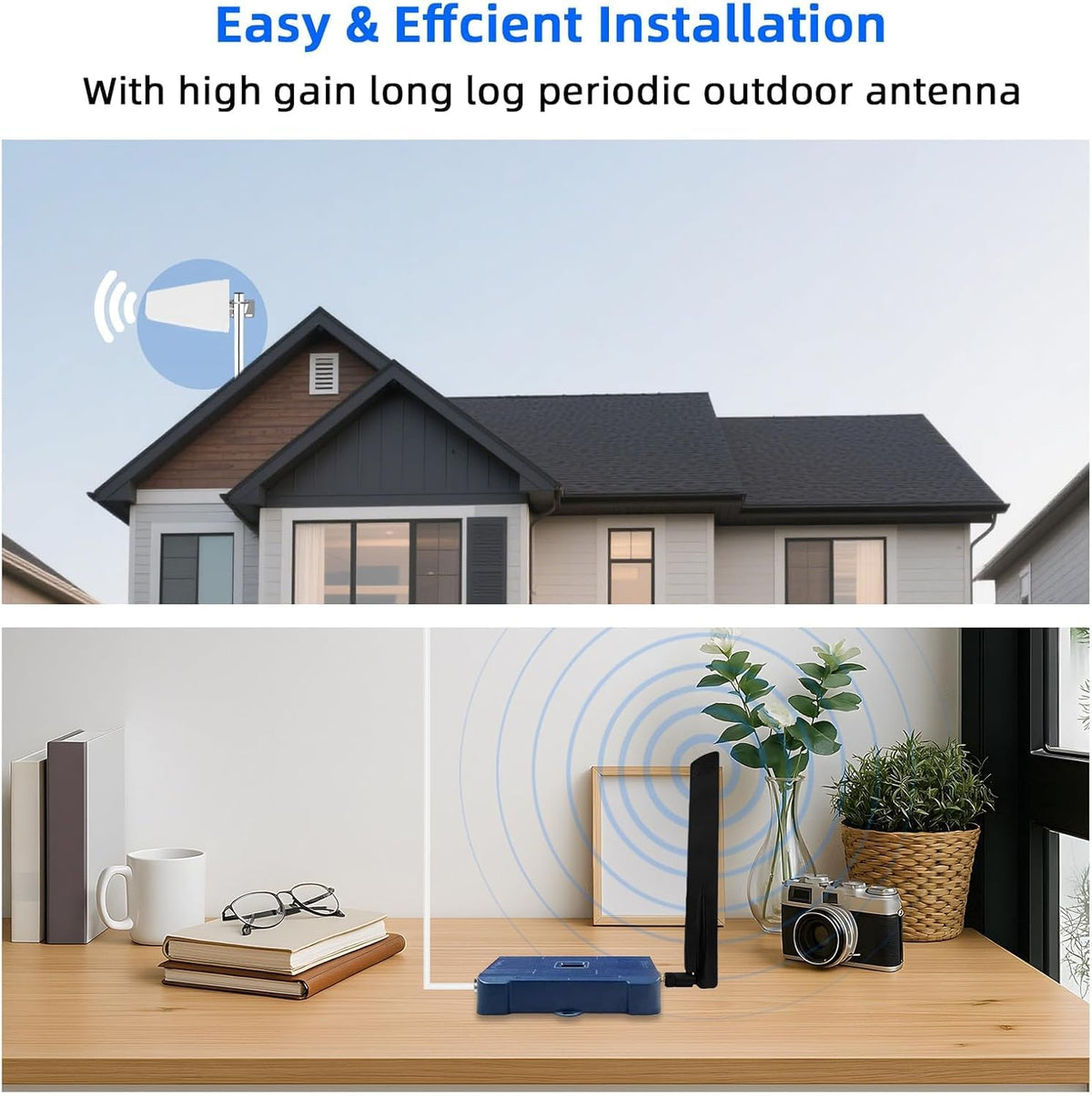 Cell Phone Signal Booster for Home Up to 7,000 sq ft Band 5/12/13/17 Light Blue Z20258