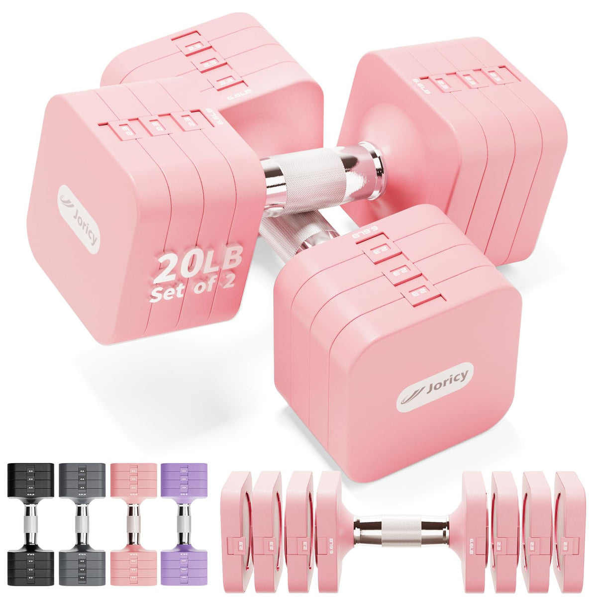 Adjustable Dumbbell Set 10LBS 20LBS 25LBS Set of 2 V505633