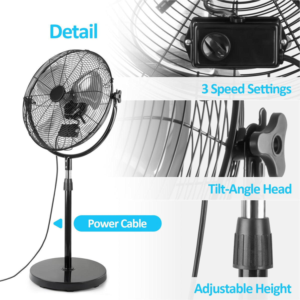 20 Inch Heavy Duty High Velocity Metal Stand Pedestal Fan P887708
