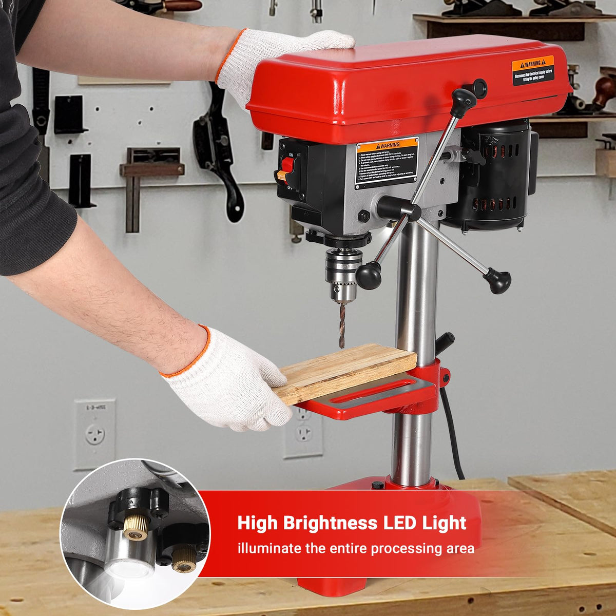 8" Benchtop Drill Press with 5 Adjustable Speeds C70544
