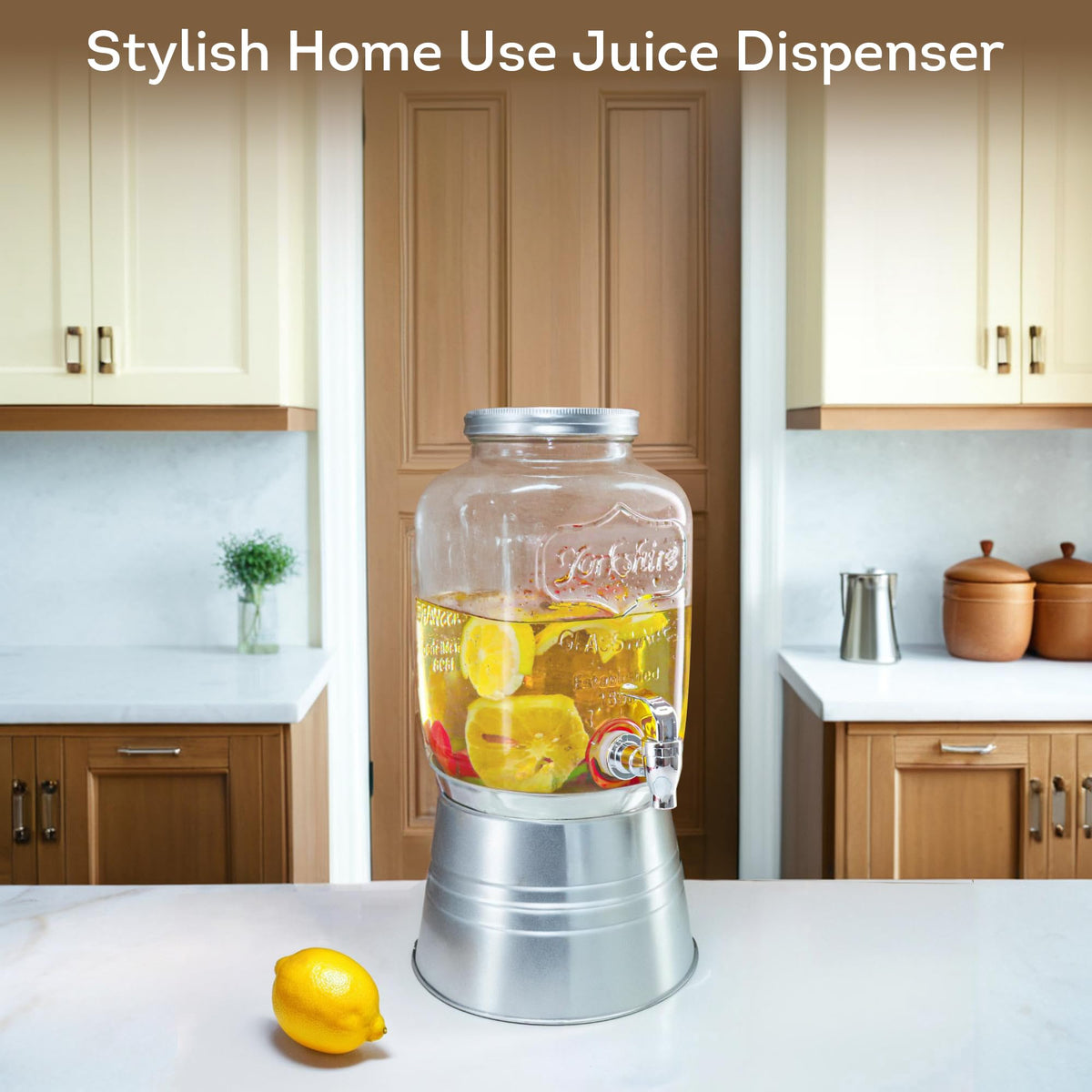 Glass Beverage Dispenser with Stand 1 Gallon I30247