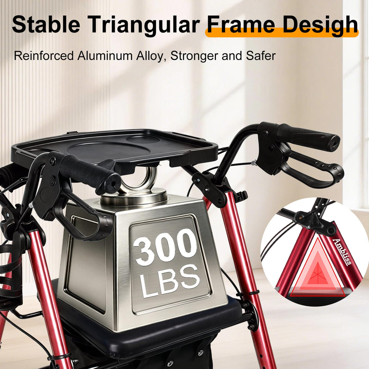 Foldable Rollator Walker with Seat & Tray N669697