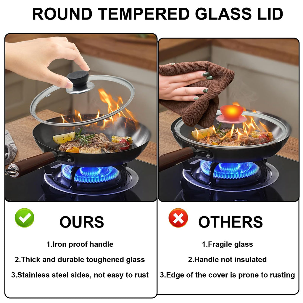8 Inch Tempered Glass Lid with Stainless Steel Rim T79294