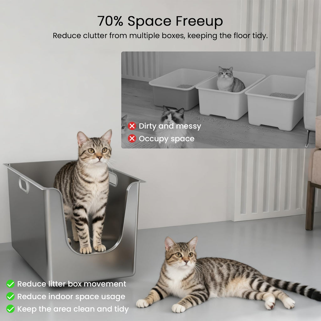 XL Stainless Steel Cat Litter Box with Low Entry V925541