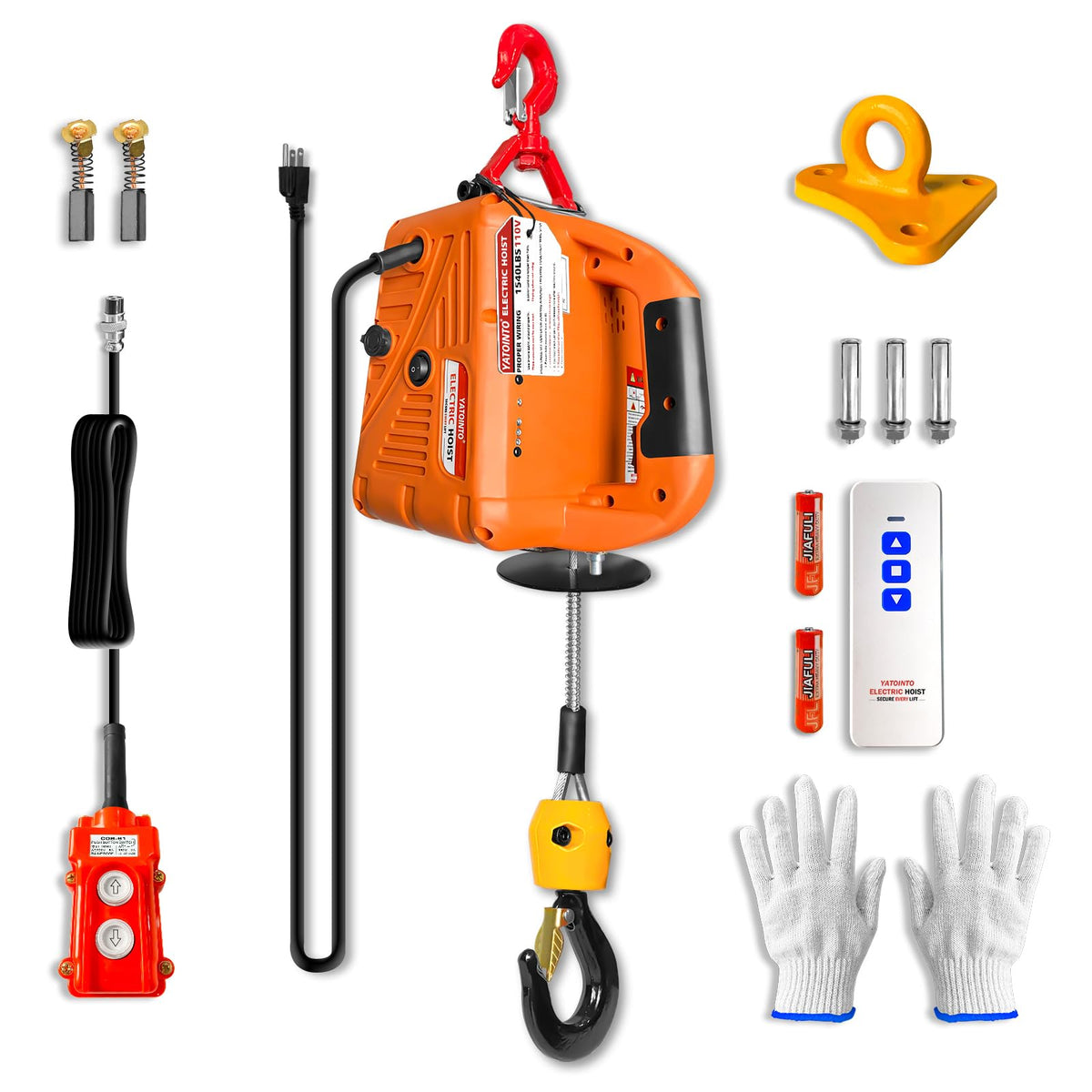 3-in-1 Electric Hoist Winch 1540 lbs 120V with Remote S5185