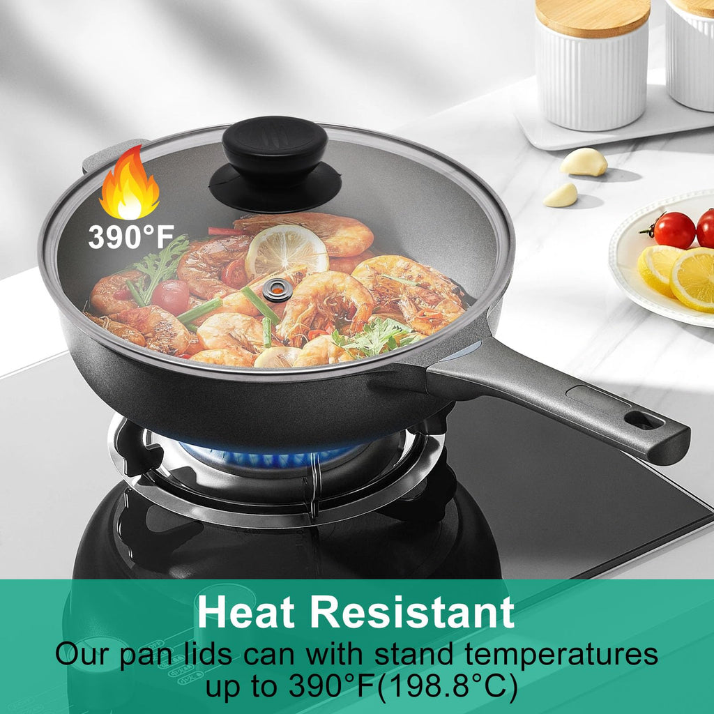 10 Inch Round Tempered Glass Pan Lid with Heat Resistant Handle Z360