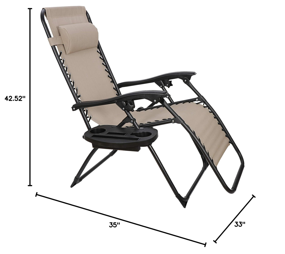 Zero Gravity Lounge Chairs Set of 2 Adjustable Folding Recliners with Cup Holders P81811