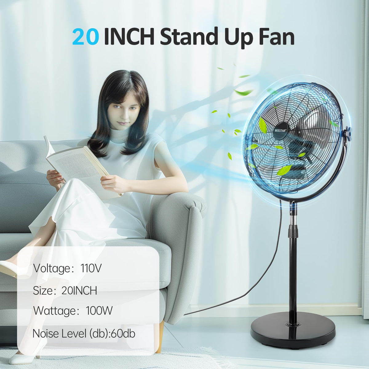 20 Inch Heavy Duty High Velocity Metal Stand Pedestal Fan P887708