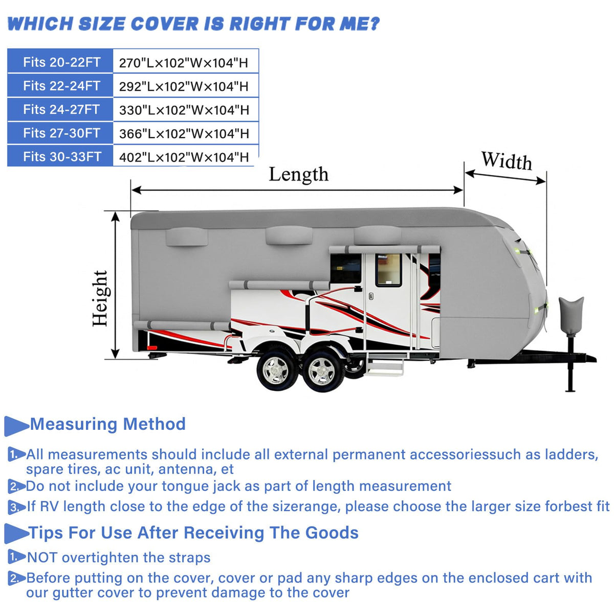 8 Layers Waterproof Travel Trailer RV Cover E40393