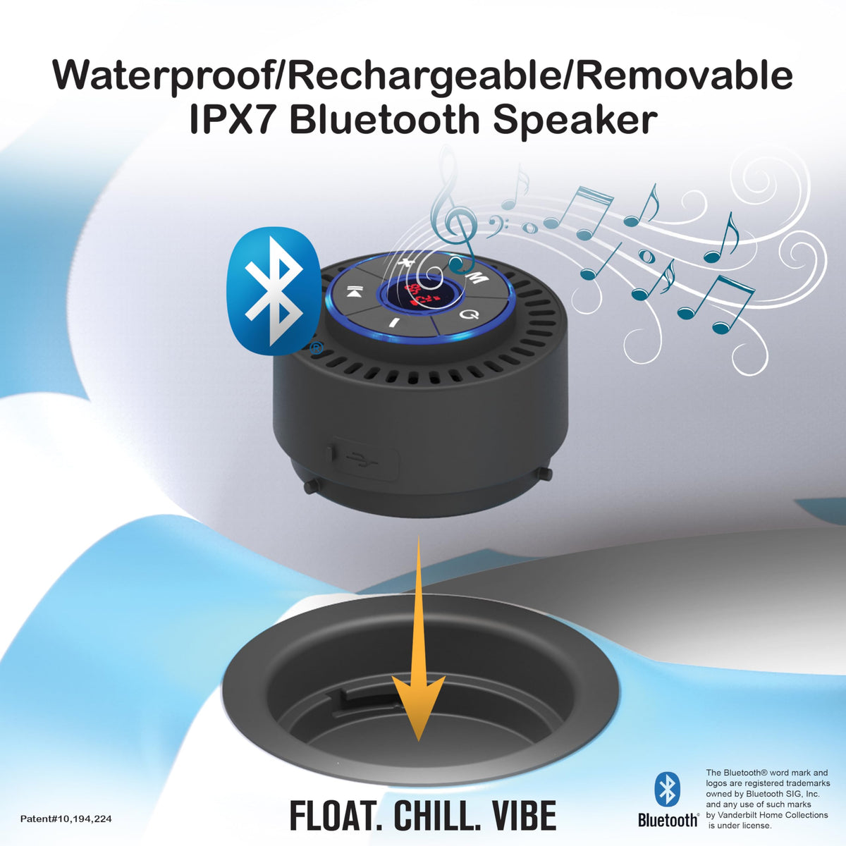 Inflatable Pool Pong Float with Bluetooth Speaker, Cup Holders, Integrated Cooler S542