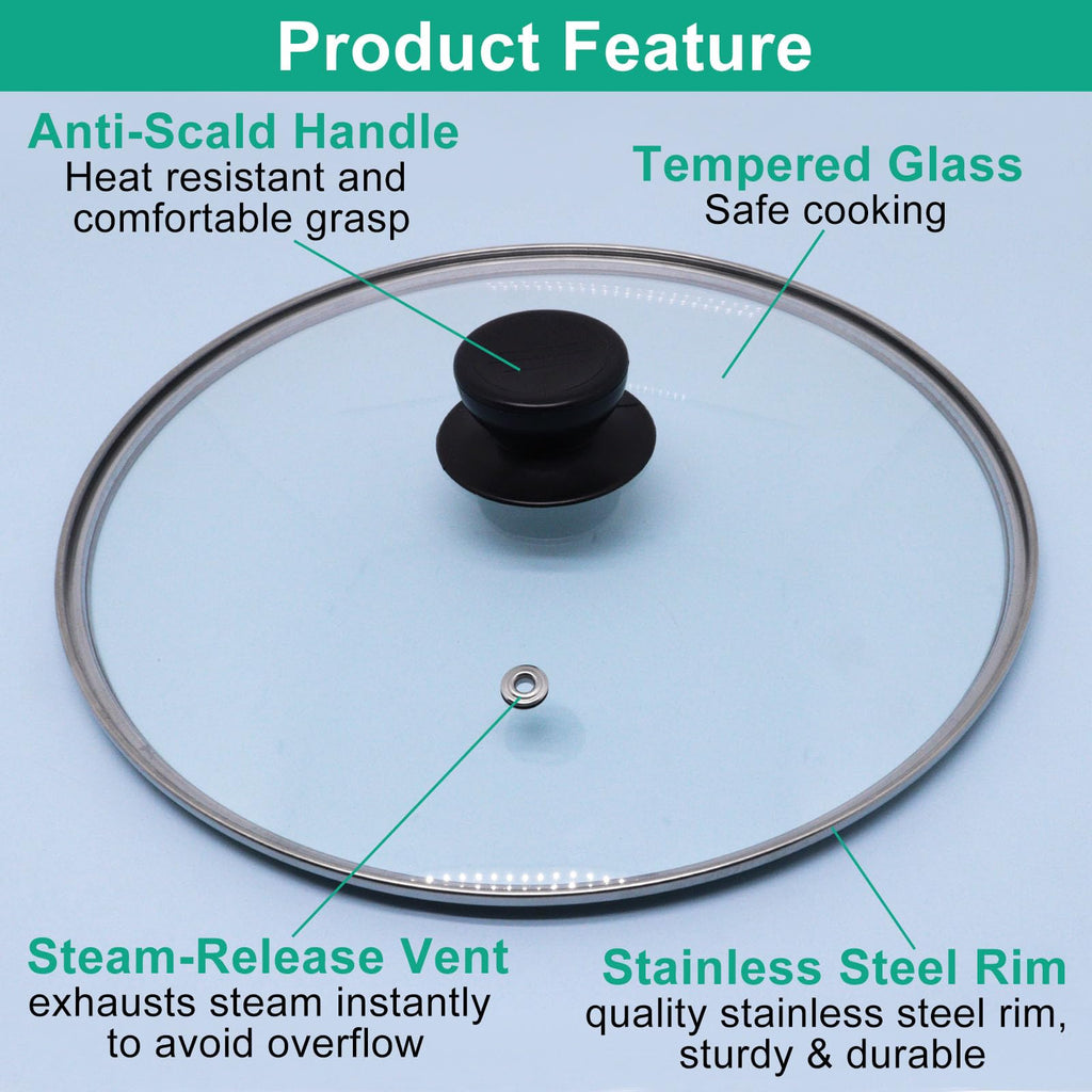 10 Inch Round Tempered Glass Pan Lid with Heat Resistant Handle Z360