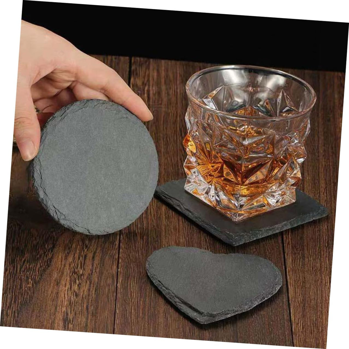 Black Natural Stone Drink Coasters L8072