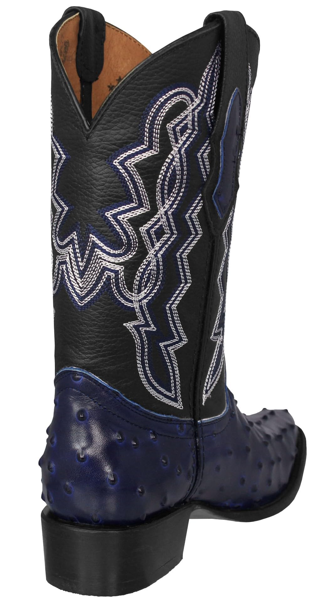 Blue Ostrich Quill Print Leather Western Cowboy Boots X279650