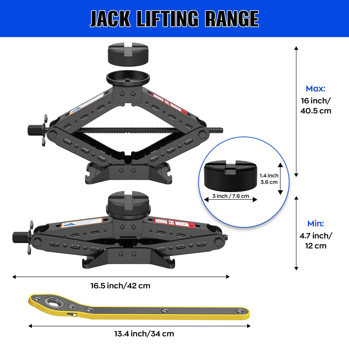 3 Ton Heavy Duty Scissor Jack Kit with Ratchet Wrench U183