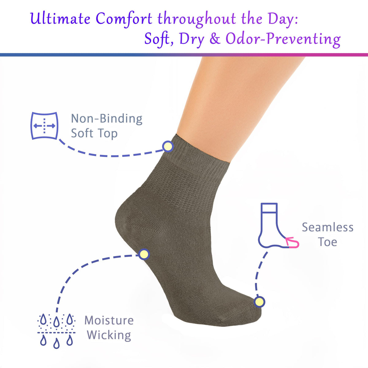 Bamboo Viscose Non Binding Ankle Socks W74651