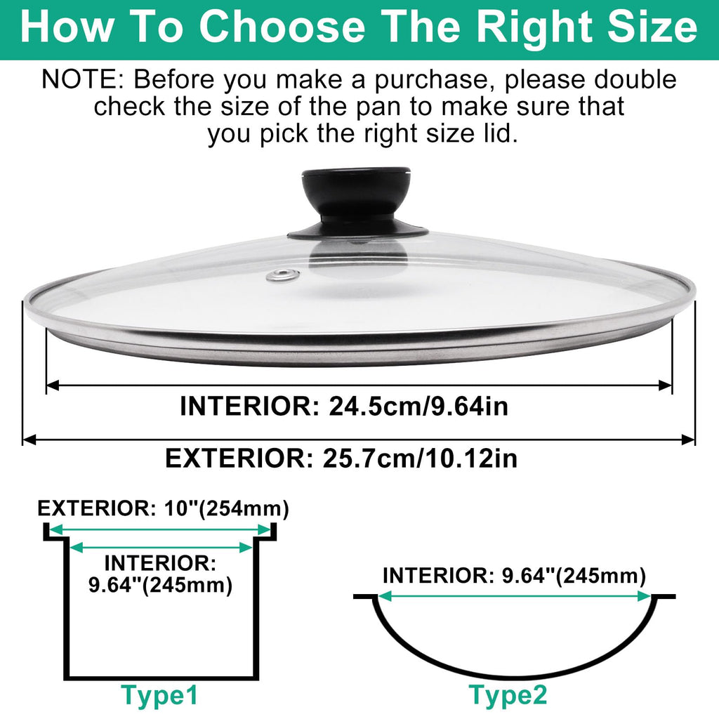 10 Inch Round Tempered Glass Pan Lid with Heat Resistant Handle Z360