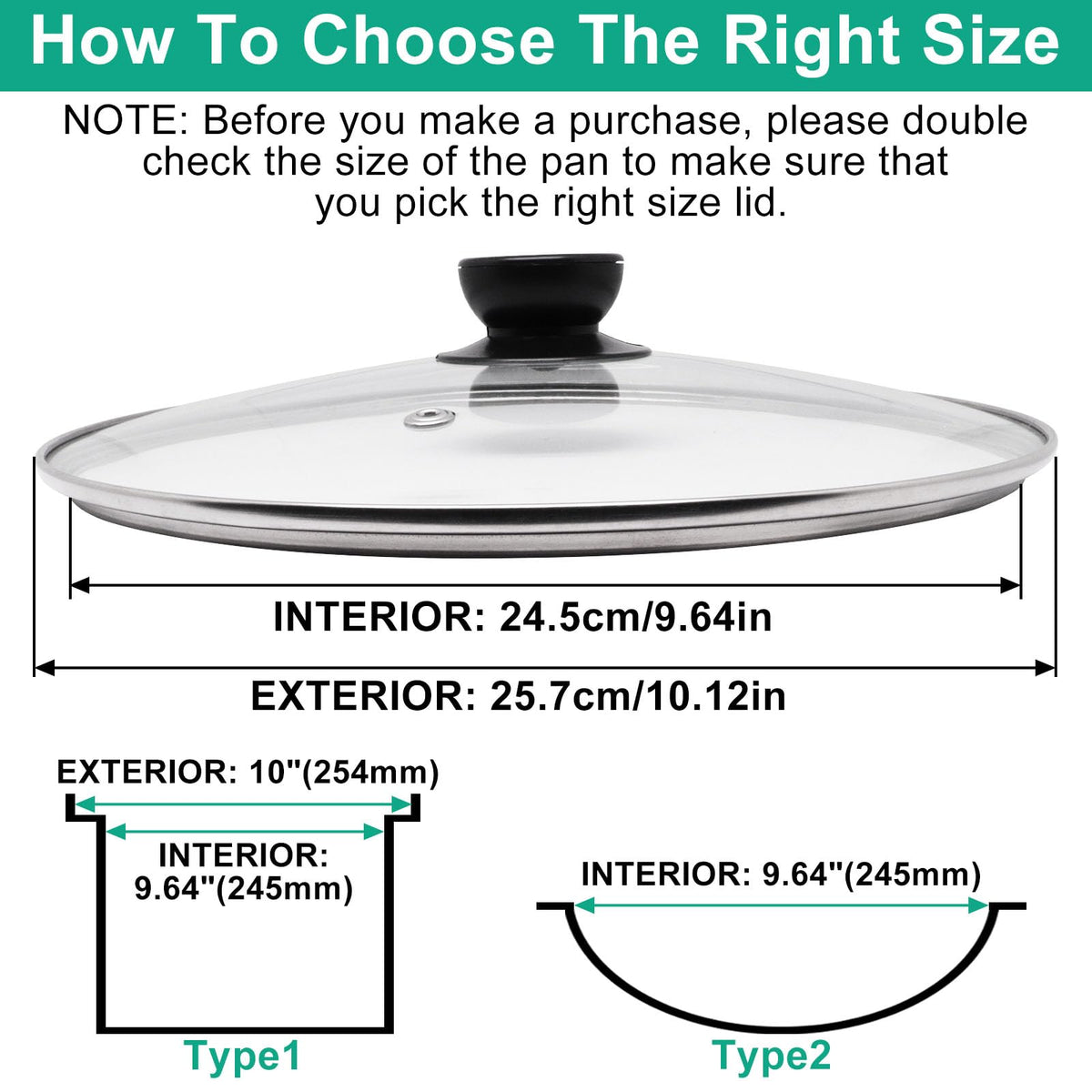 10 Inch Round Tempered Glass Pan Lid with Heat Resistant Handle Z360