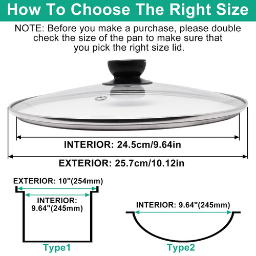 10 Inch Round Tempered Glass Pan Lid with Heat Resistant Handle Z360