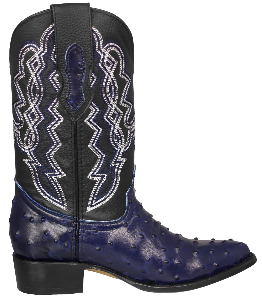 Blue Ostrich Quill Print Leather Western Cowboy Boots X279650