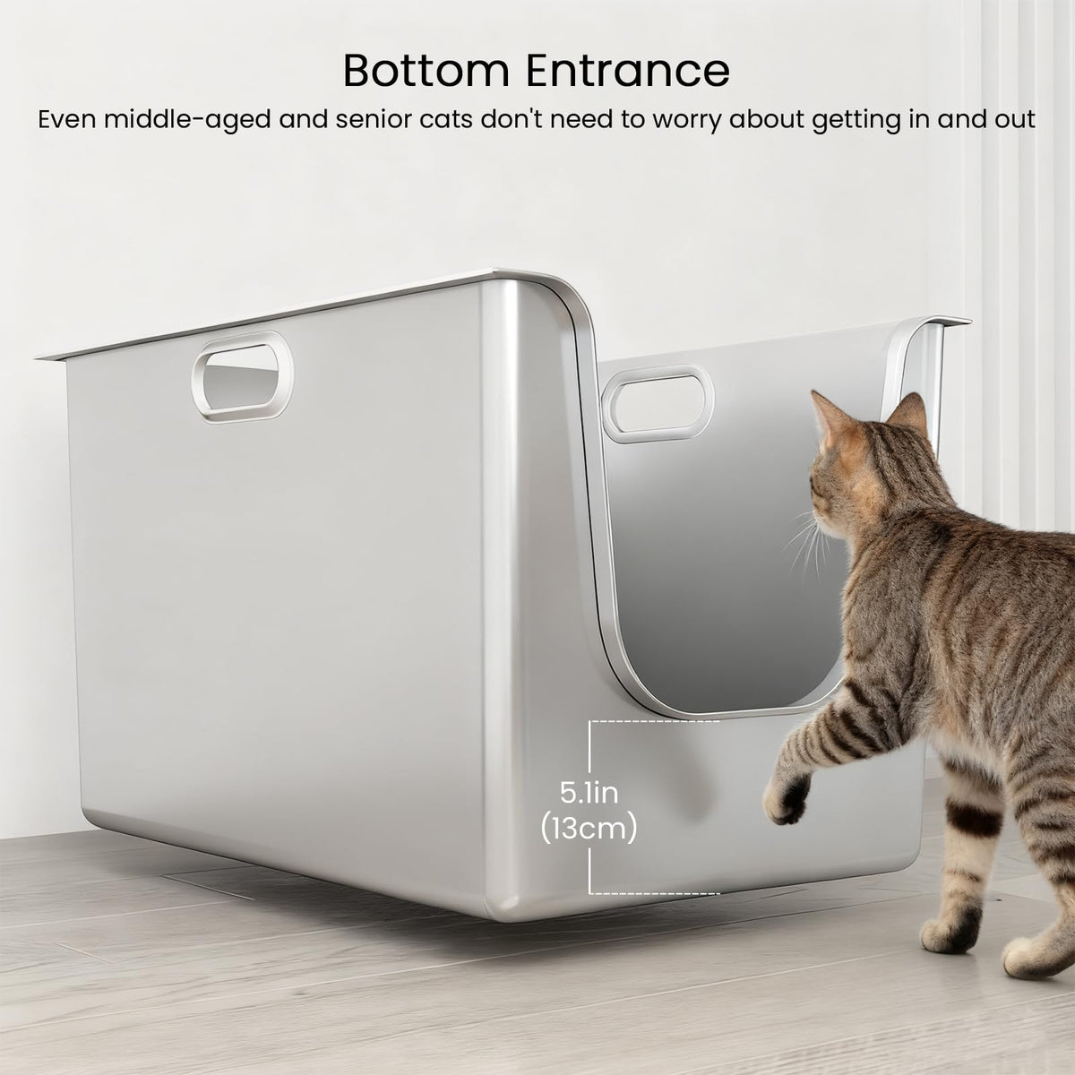 XL Stainless Steel Cat Litter Box with Low Entry V925541