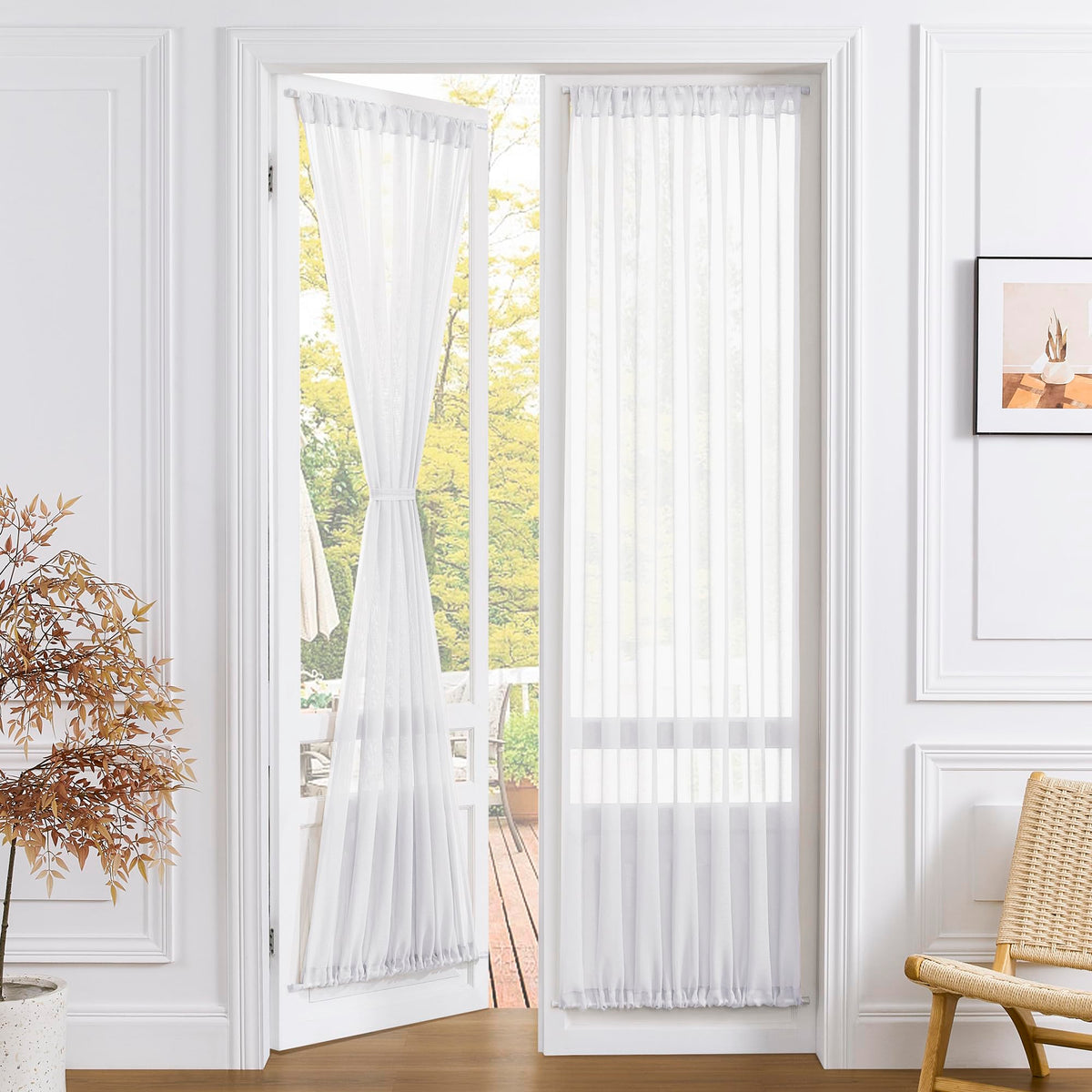 White Linen Textured Sheer Curtains, 25 x 72 Inches, 1 Panel R560495