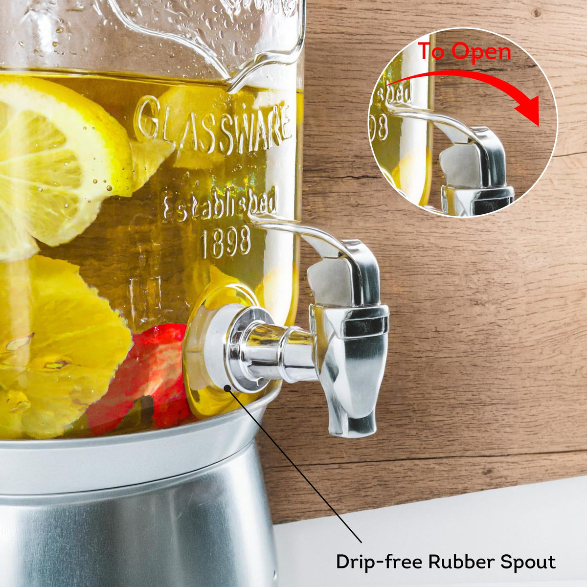 Glass Beverage Dispenser with Stand 1 Gallon I30247